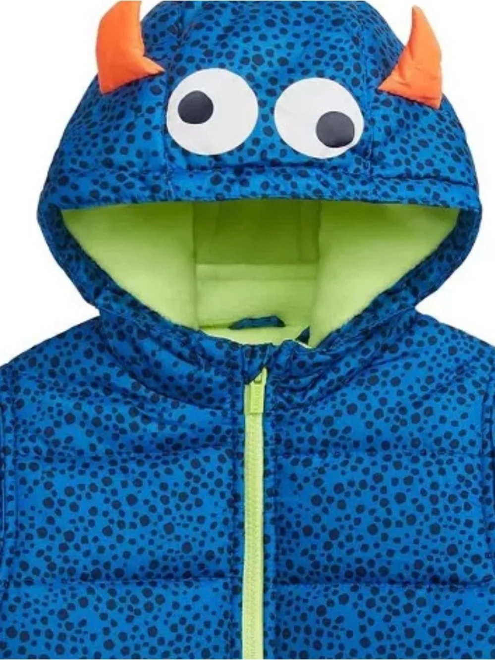 4T Carters Blue Monster Kids Snowsuit with Bib Overalls and hooded jacket